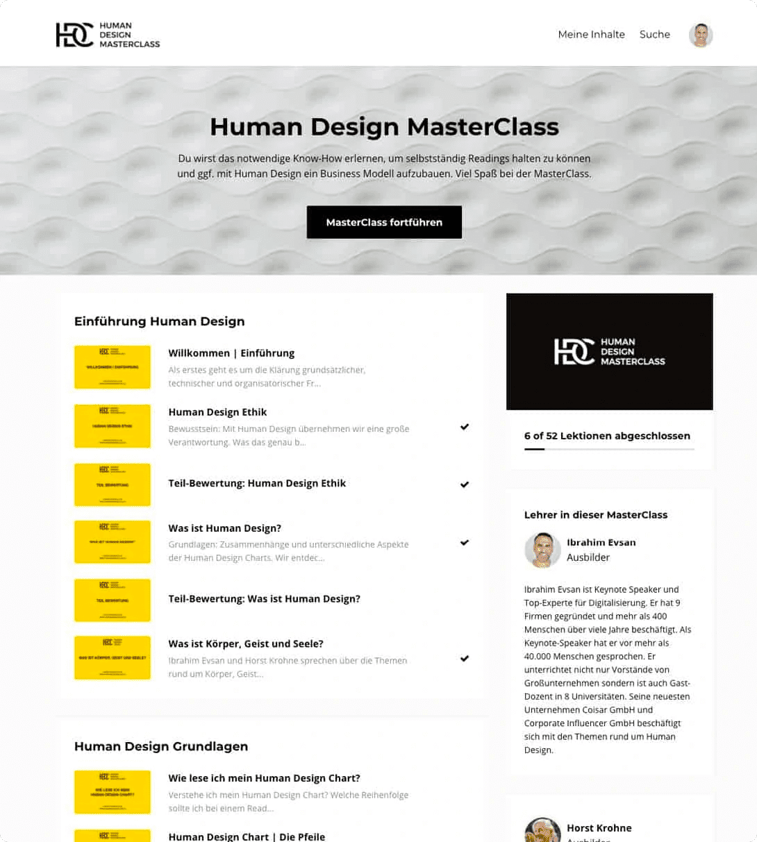 Human Design MasterClass Übersicht
